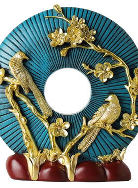 新中式玄关花鸟平安扣摆件