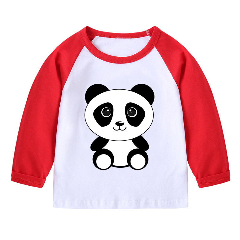 可爱卡通大熊猫国宝长袖衫T恤男童 女童儿童装去动物园玩衣服宝宝