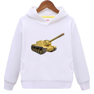 新坦克图案儿童女男童休闲加绒秋冬带帽子卫衣外套宝宝中小孩童装