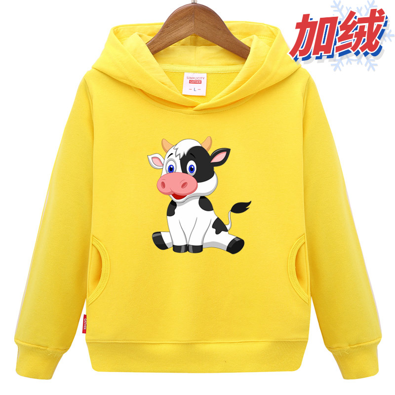 卡通奶牛卫衣儿童2加绒3动物4女孩5宝宝6衣服7男童8童装9岁冬班服
