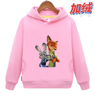 疯狂动物城女童卫衣外套 2-4-6-9岁宝宝秋冬装上衣服儿童红色帽衫