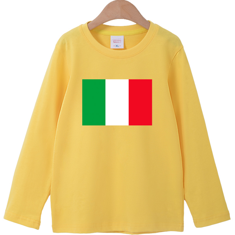 意大利国旗衣服学校运动会班服男童女童装T恤衫中小学生表演长袖t