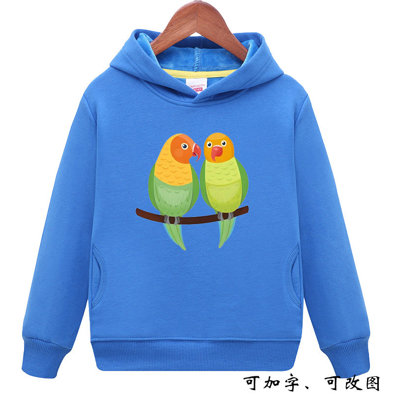 两只鹦鹉鸟连帽卫衣男女儿童班服小学生表演出动物上衣服装幼儿园