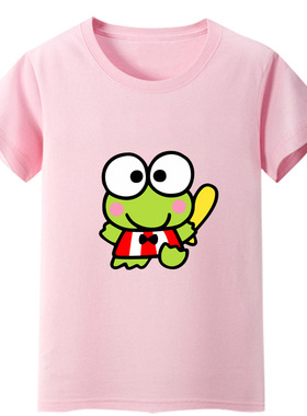 幼儿园青蛙男童装蓝色短袖女孩红色T恤宝宝黄色上衣黑色白色纯棉