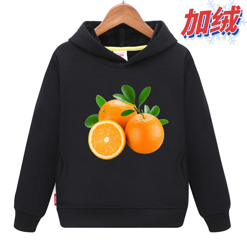 水果橙子卫衣儿童2冬季3女孩4加绒5宝宝6衣服7男童8童装10岁班服9