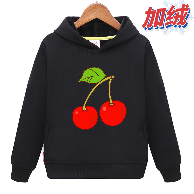 樱桃水果卫衣儿童2冬季3女孩4加绒5宝宝6衣服7男童8童装10岁班服9