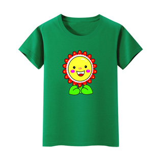 向日葵装男童笑脸t恤衫短袖纯棉小儿童半袖太阳花女童上衣班服装