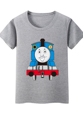 夏季儿童纯棉托马斯短袖T恤全棉宝宝小孩汗衫T恤女男童装衣服灰色