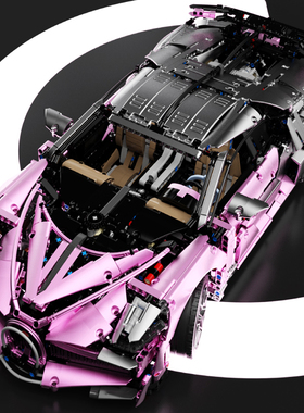 中国积木拼装汽车机械组布加迪紫色跑车模型高难度儿童礼物