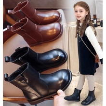女童马丁靴2023春秋新款单靴真皮儿童时尚短靴冬季靴子加绒童鞋潮