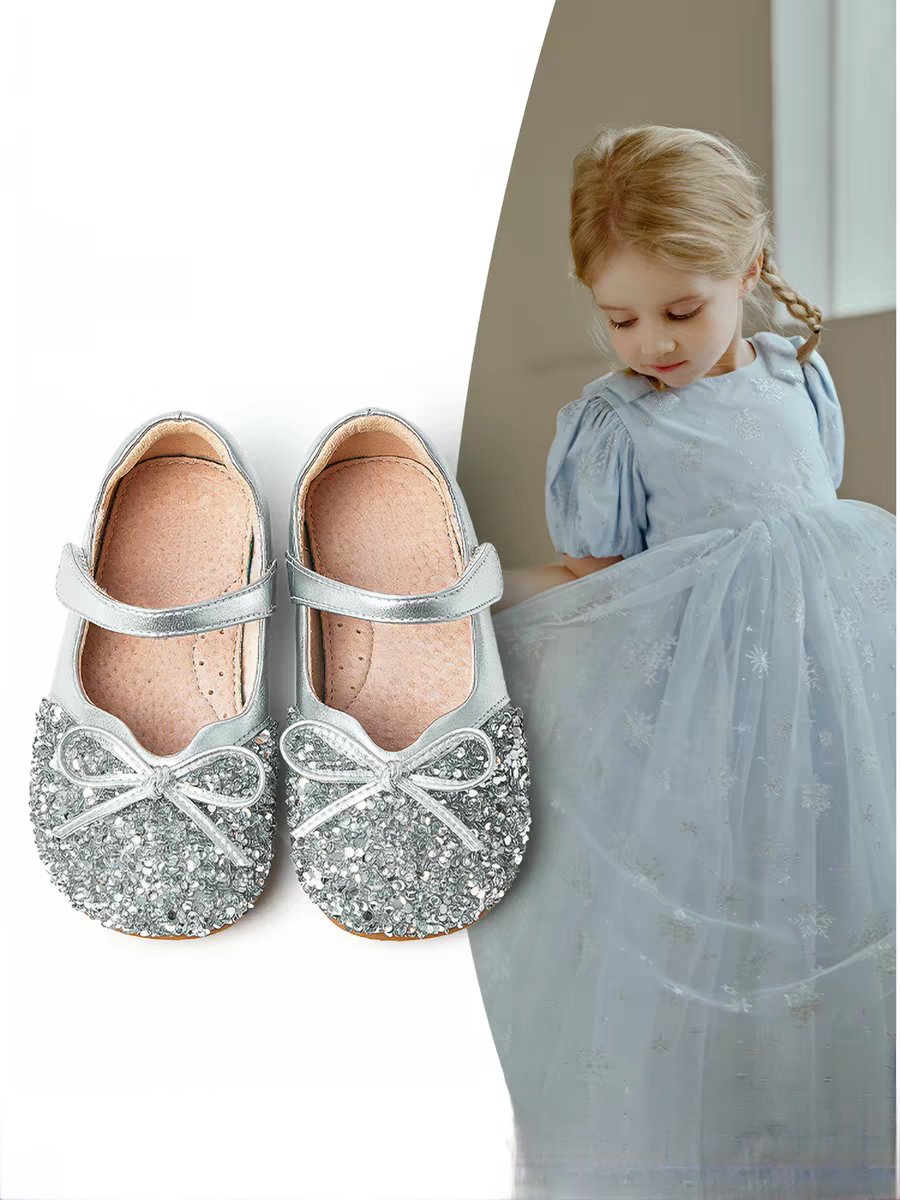 女童水晶公主鞋2026春季新款儿童皮鞋高跟宝宝单鞋小女孩演出软底