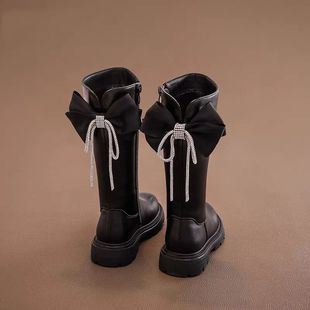 女童靴子2025秋冬季爆款儿童马丁靴时尚中筒靴加绒公主小女孩皮靴