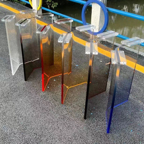 亚克力桌腿悬浮支架定制渐变色高透明餐桌茶几岛台吧台桌脚