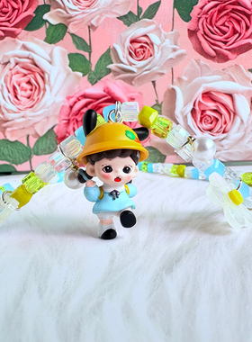 夏日清新可爱小黄帽水晶项链