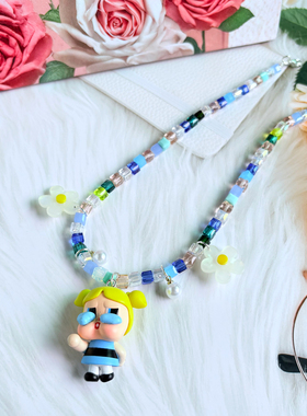 泡泡玛特改娃萌粒双马尾项链