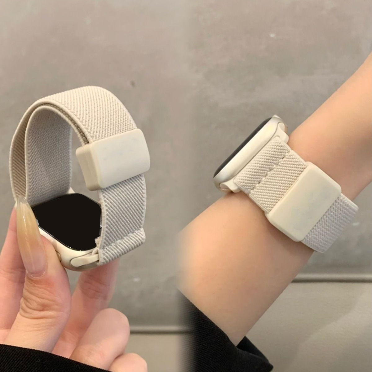 适用苹果谷歌三星华为Versa4腕带charge6塑胶磁吸扣尼龙弹力表带