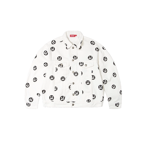 LDS白色蛮印花卡车司机牛仔夹克