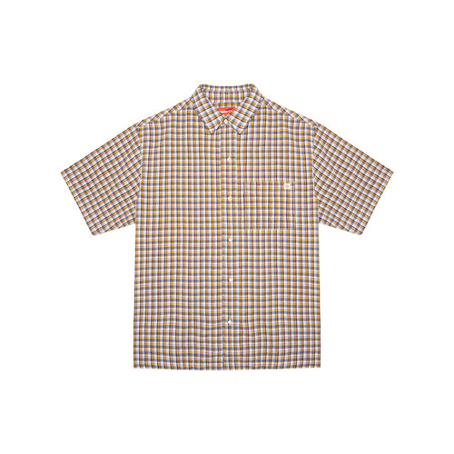 磨毛格子短袖衬衣DBDWH全棉街头