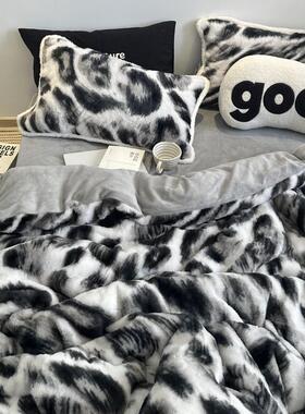 野魅~Layman外行冬季保暖兔兔绒四件套加厚双面绒牛奶绒床单被套