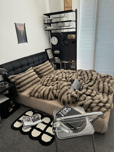 轻奢秋冬保暖托斯卡纳长绒兔兔绒四件套牛奶绒床单被套床上用品