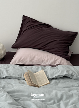 Layman外行 蓝色A类纯棉双层纱四件套超柔裸睡80支全棉纱布床品