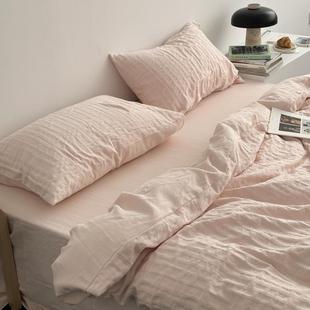 外行layman 原创ins简约条纹100色织立体提花四件套全棉纯棉床品