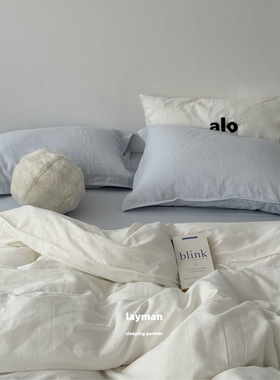 Layman外行 A类纯色简约混搭全棉双层纱四件套纯棉纱布超柔裸睡