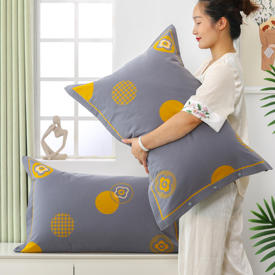 纯棉纱布透气吸汗枕套侧边按扣