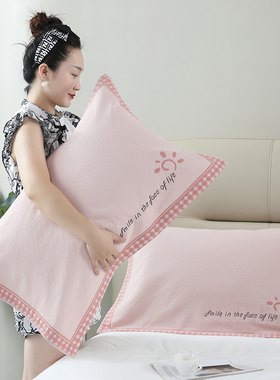 纯棉纱布枕巾一对装新款加厚柔软吸汗成人家用盖巾男女全棉枕头巾