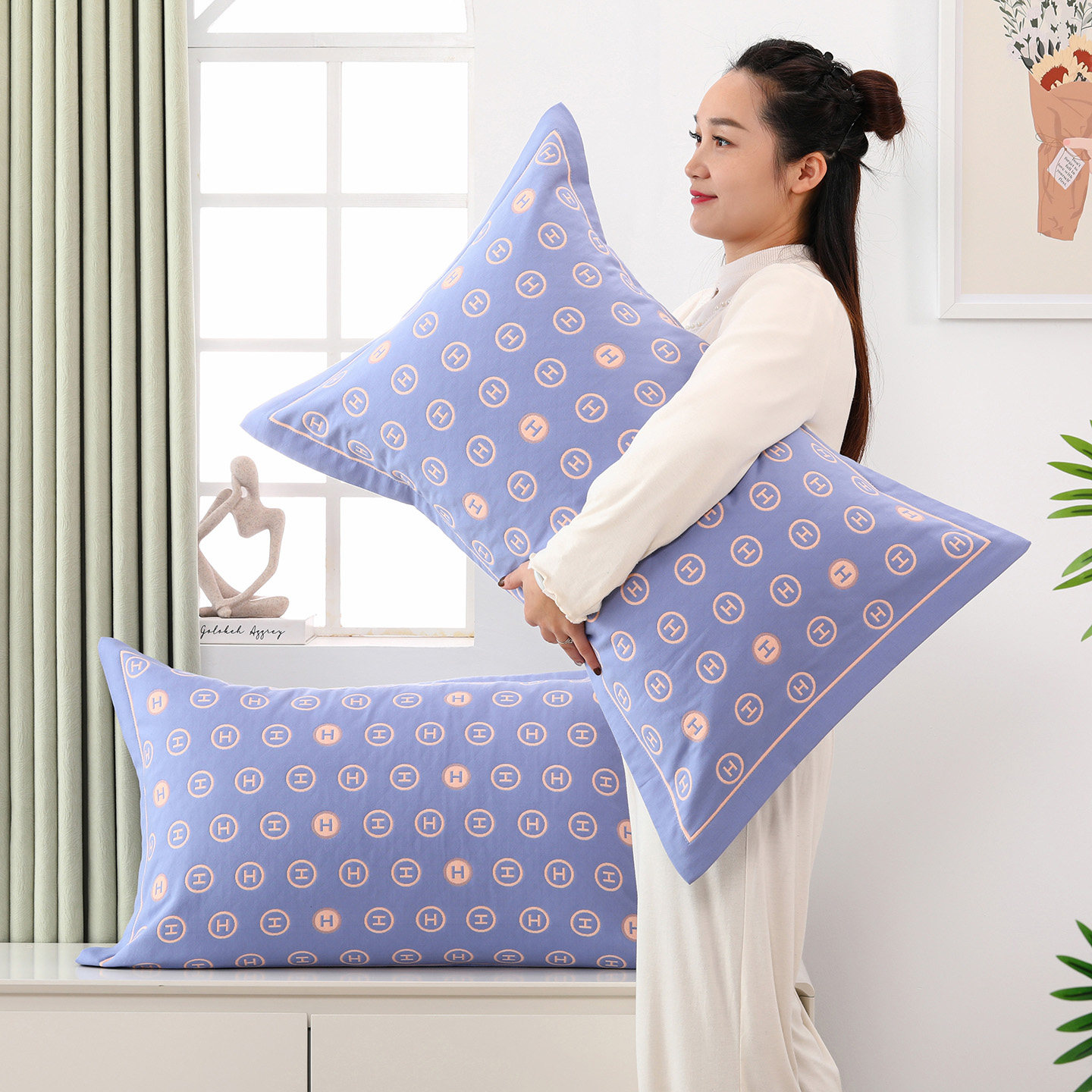 纱布纯棉枕套加厚加大一对装透气卧室宿舍成人吸汗枕头套,床上用品,枕套,淘宝优惠券,粉丝福利购,淘宝优惠卷