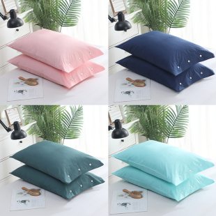 60s长绒棉枕套全棉简约贡缎枕头套高档纯色纯棉枕芯套48 74一对装