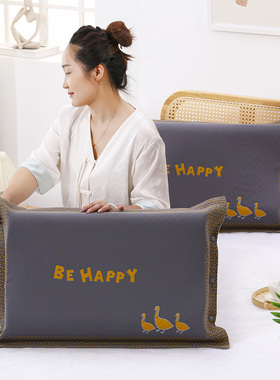 纱布纯棉枕套一对装加厚乳胶枕头套透气吸汗枕芯套内胆套45x65cm