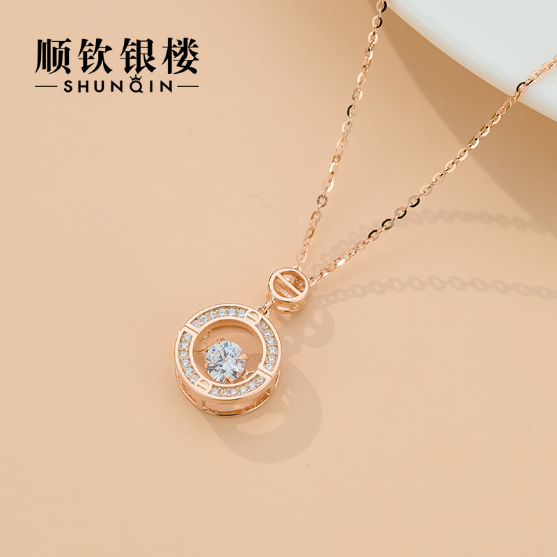 顺钦银楼S925纯银水波链项链