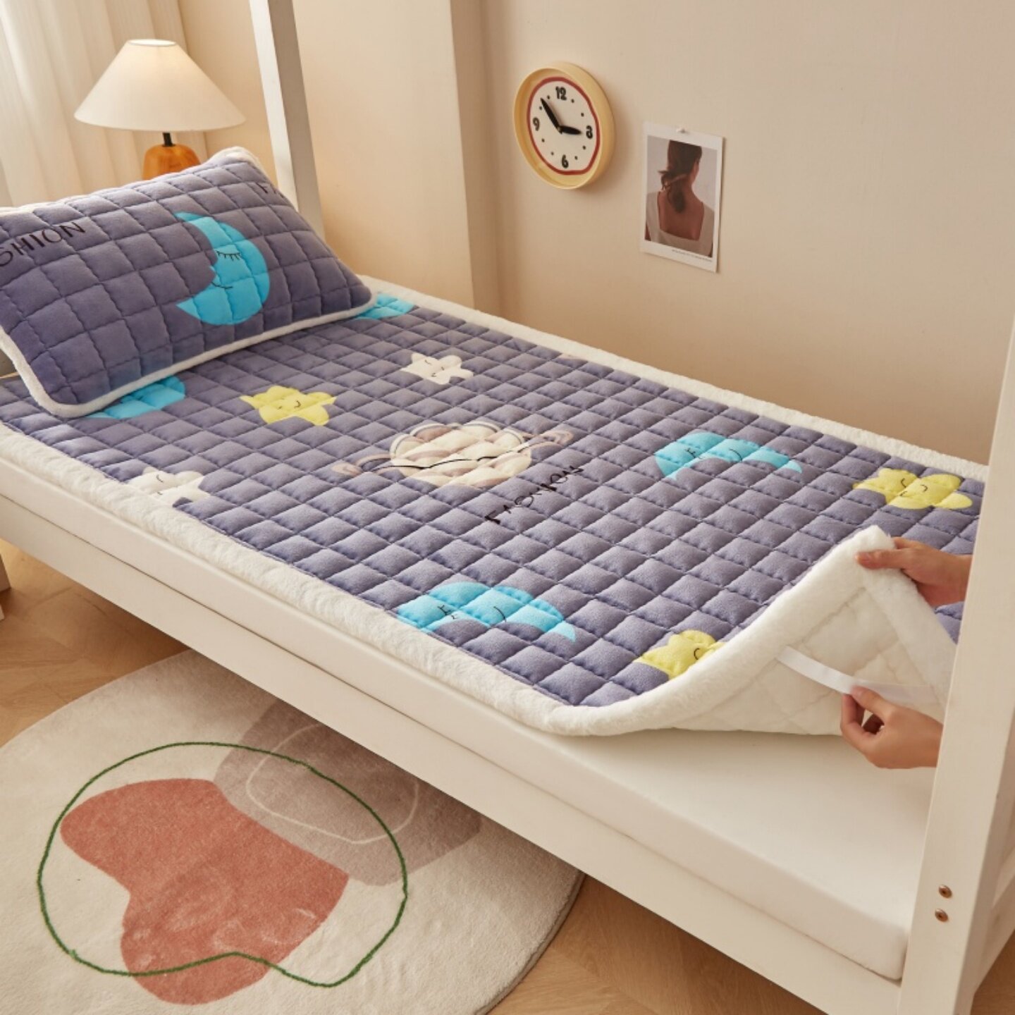 纯色牛奶绒夹棉床盖床垫子学生宿舍专用单人珊瑚绒床褥垫被厚床单