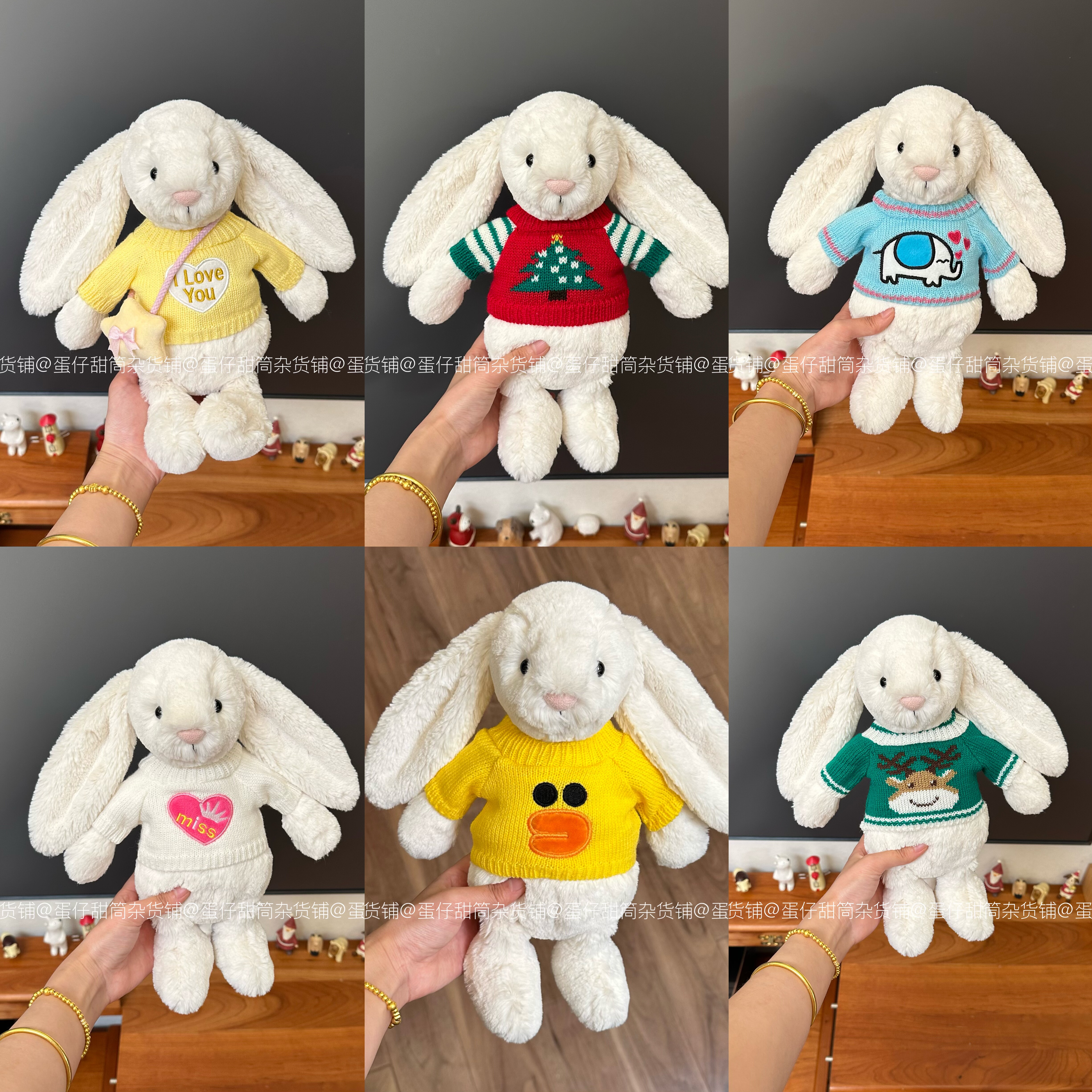 适用jellycat31cm害羞邦尼兔圣诞毛衣海盗狗23cm中号衣服围巾帽子