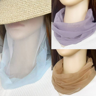 挂耳防晒面纱面罩女护颈小丝巾遮脸遮颈纹围脖套头 轻薄款 夏季 新款