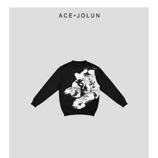 【蕉伦】下山虎老钱风圆领毛衣秋冬加厚正肩长袖轻奢套头男士针织