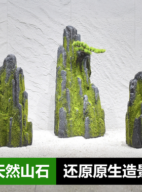 玻璃钢仿真苔藓山石造景摆件