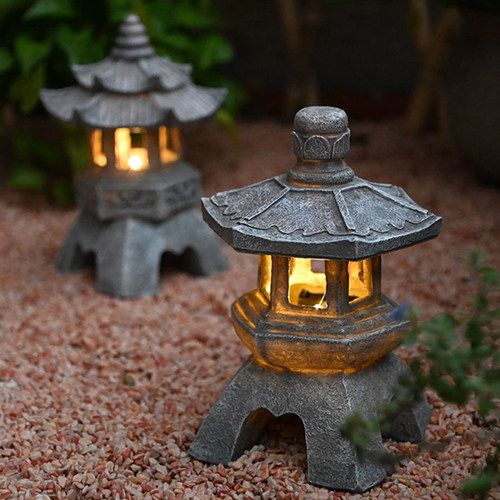 太阳能石塔灯中式仿石小宫灯