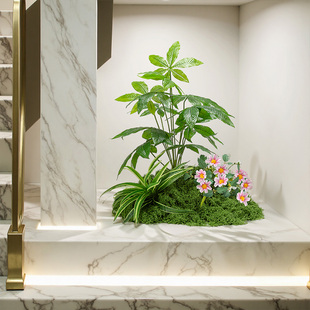 仿真绿植造景组合室内橱窗角落仿生苔藓微景观假绿植场景装饰布置