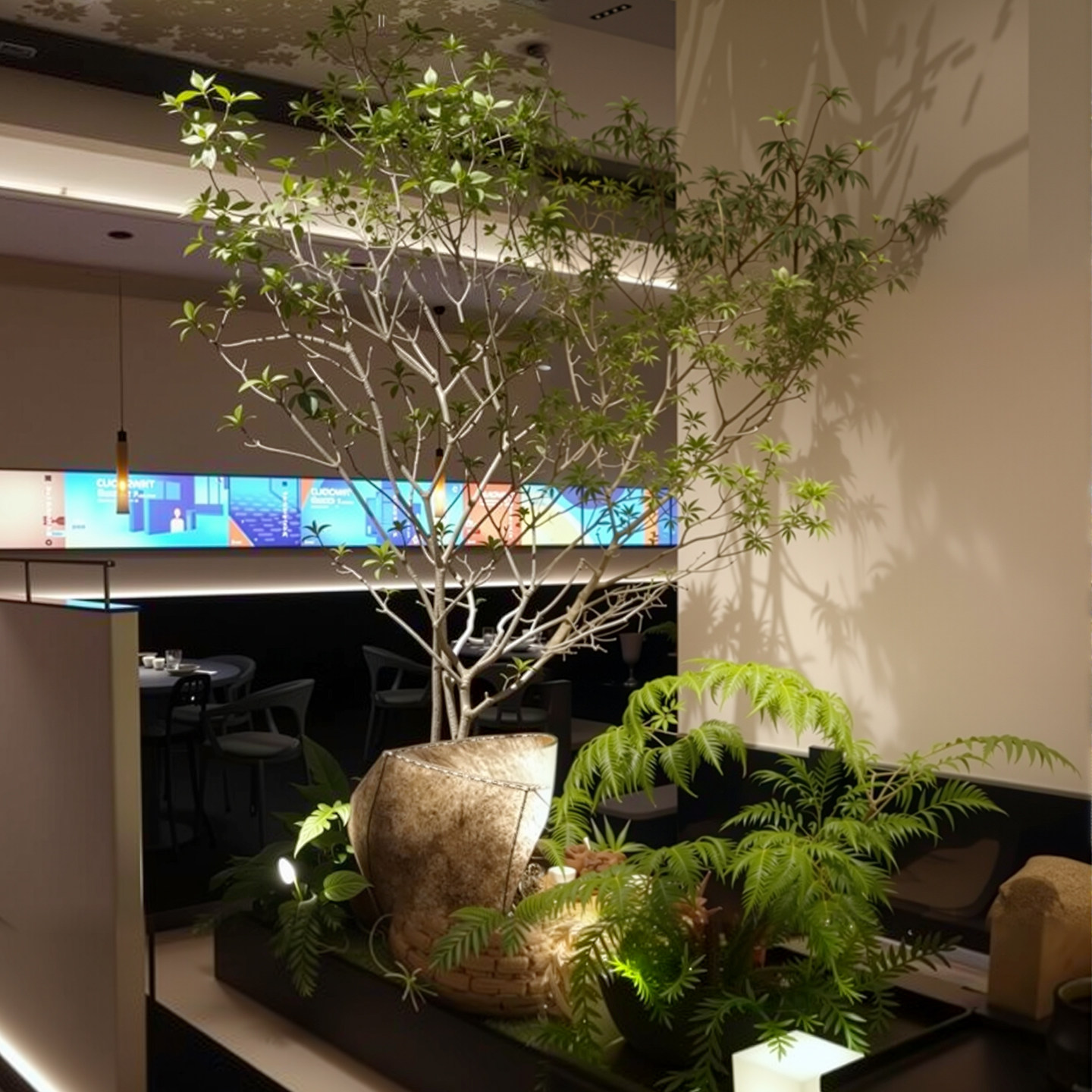 仿真绿植假树造景组合景观室内餐厅设计布置简约摆设装饰仿生植物