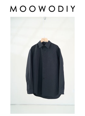 黑色 中长款 意大利bonotto苎麻微阔型衬衫/外套