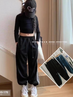 女童哈比诺两面纯棉牛仔卫裤2026春新款韩版休闲运动裤中大童长裤