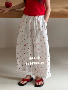 清仓捡漏谢小谢女童薄款裤子碎花阔腿新款儿童韩宽松休闲裤中大童