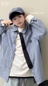 中大童洋气百搭衬衣潮酷休闲上衣潮 新款 韩系男童格子衬衫 2026春装