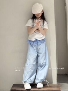女童多巴胺屁帘弯刀裤26春夏新款儿童韩宽松防蚊防晒裤中大童裤潮