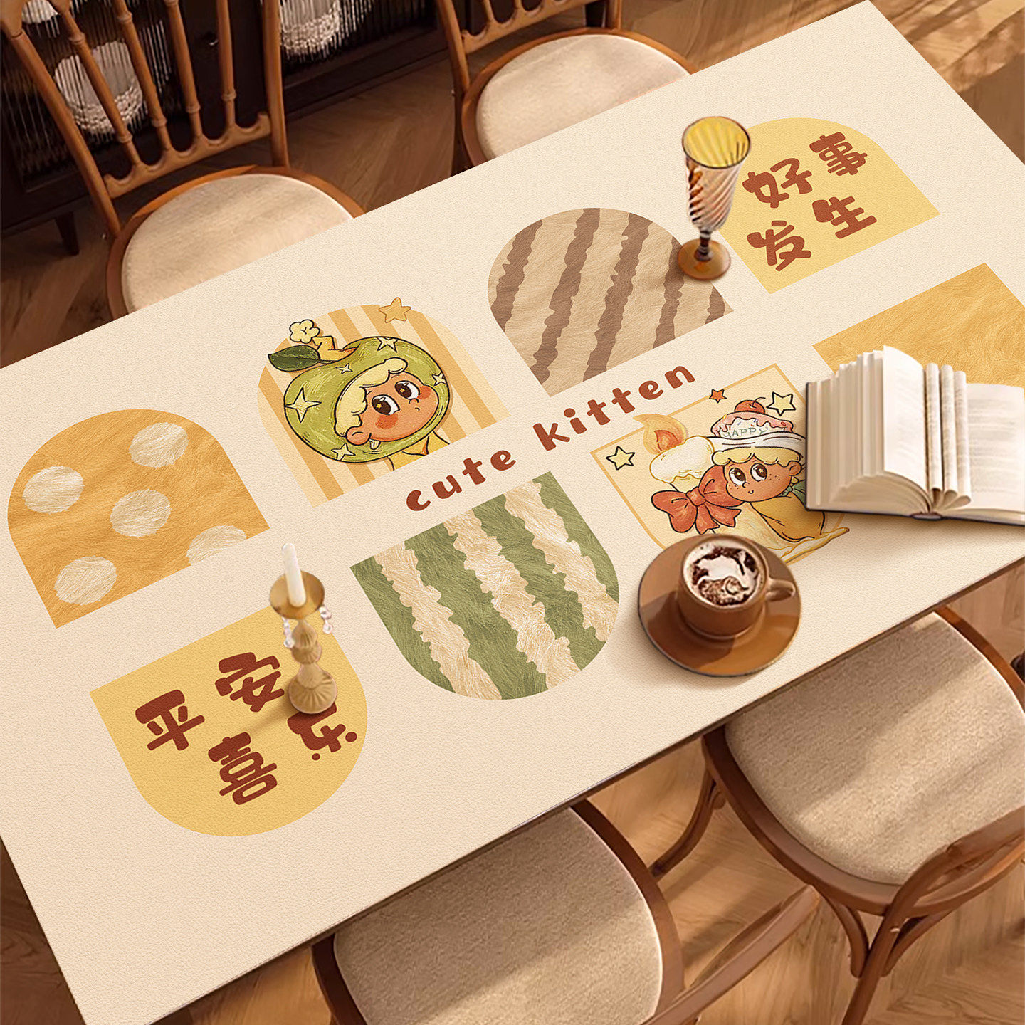 卡通可爱免洗桌布PVC防水餐桌垫长方形家用耐脏防烫隔热茶几垫子,居家布艺,桌布,淘宝优惠券,粉丝福利购,淘宝优惠卷