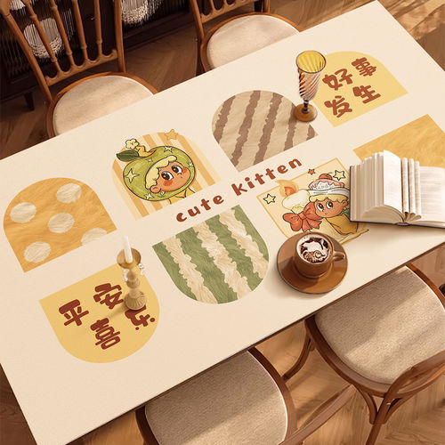 卡通可爱免洗桌布PVC防水餐桌垫长方形家用耐脏防烫隔热茶几垫子