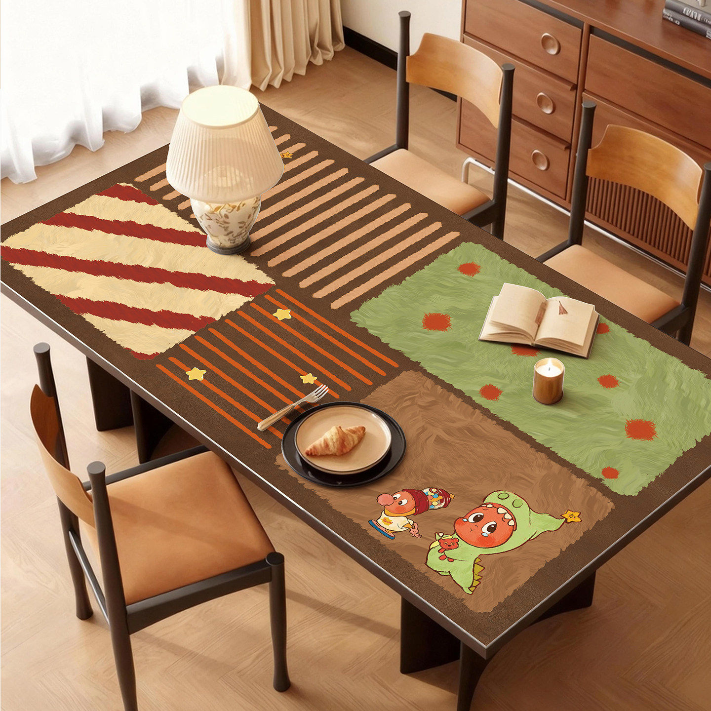 中古风餐桌垫免洗可擦台布茶几垫桌布防水防油防烫隔热保护垫,居家布艺,桌布,淘宝优惠券,粉丝福利购,淘宝优惠卷