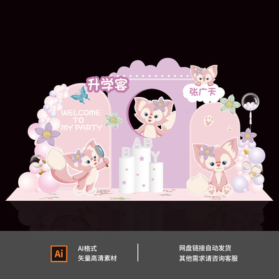 迪士尼玲娜贝儿主题宝宝宴百天周岁生日派对布置设计素材文件0819